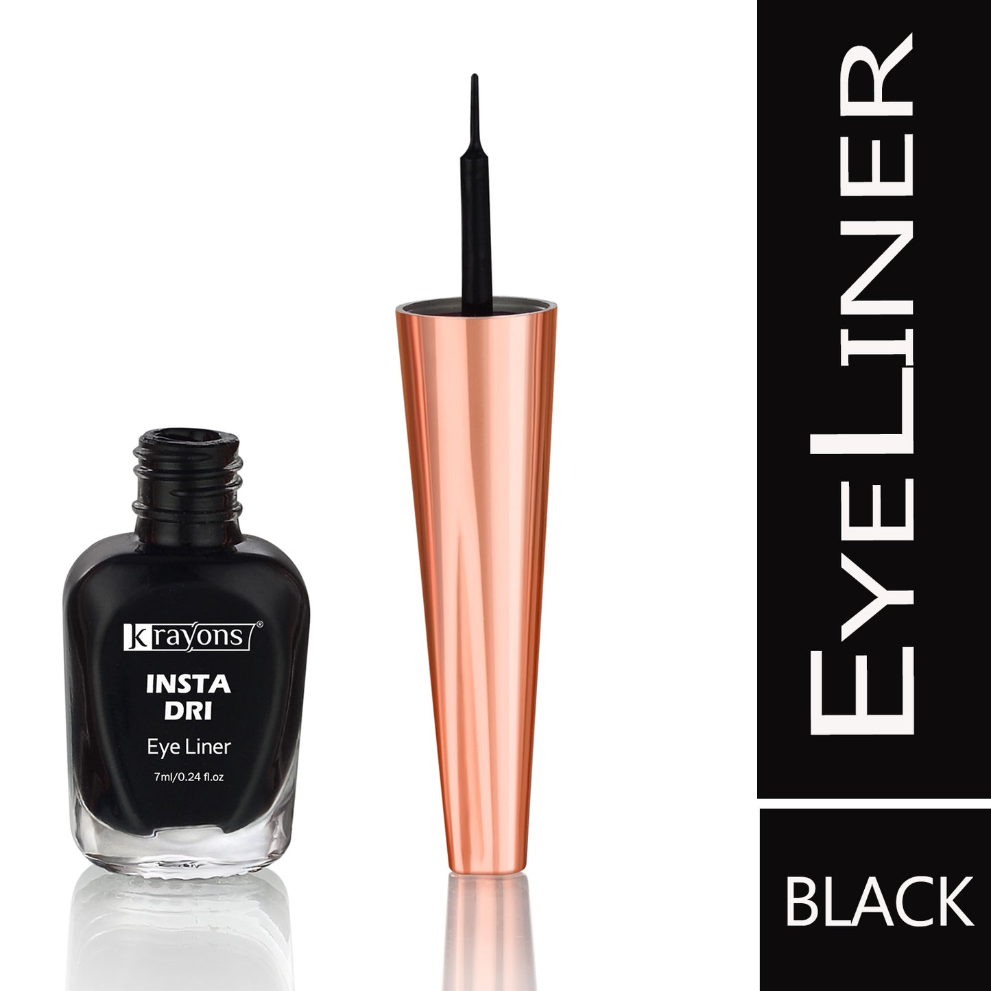 Krayons Insta Dri Sparkling Eyeliner, Black, Silver, Waterproof, Longlasting, 7ml Each, Combo (Pack of 2)