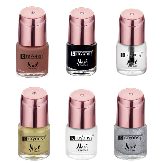 Krayons Crazy Gel Nail Enamel, Multicolor, 8ml Each, Combo (Pack of 6)