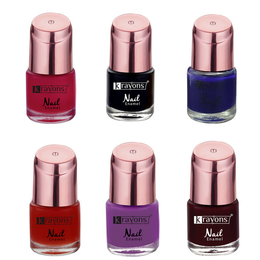 Krayons Crazy Gel Nail Enamel, Multicolor, 8ml Each, Combo (Pack of 6)