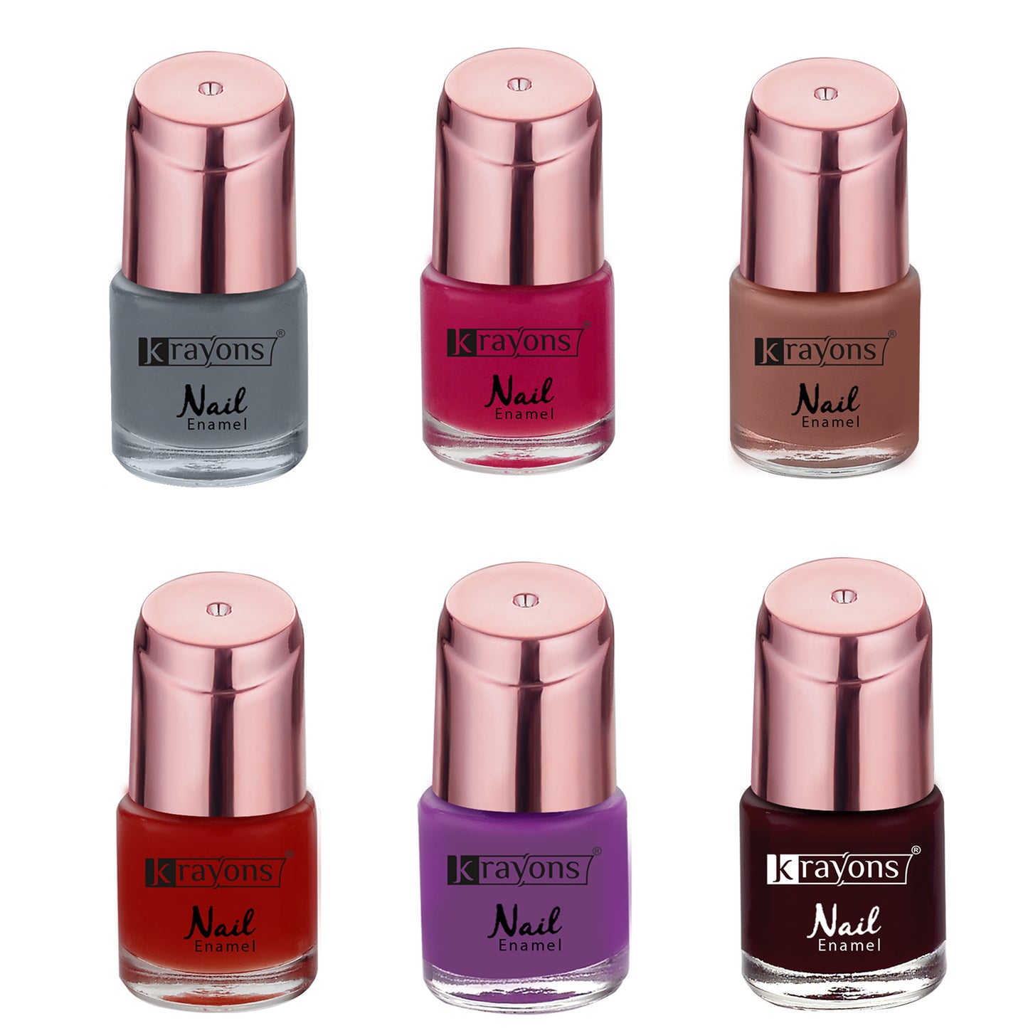 Krayons Crazy Gel Nail Enamel, Multicolor, 8ml Each, Combo (Pack of 6)