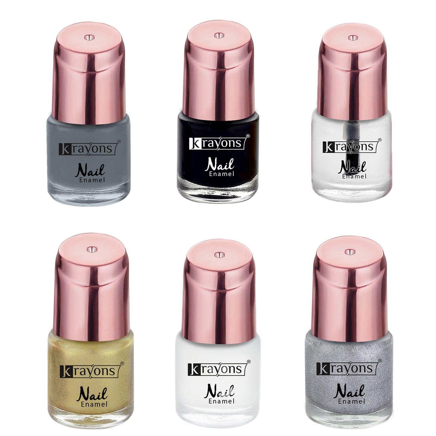 Krayons Crazy Gel Nail Enamel, Multicolor, 8ml Each, Combo (Pack of 6)
