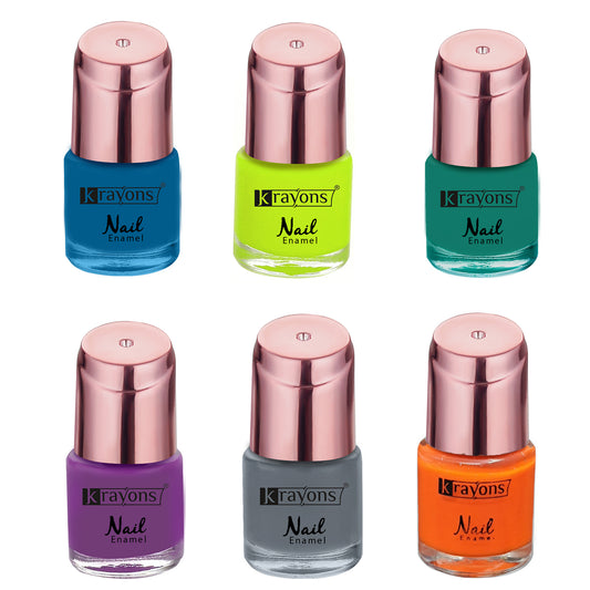 Krayons Crazy Gel Nail Enamel, Multicolor, 8ml Each, Combo (Pack of 6)
