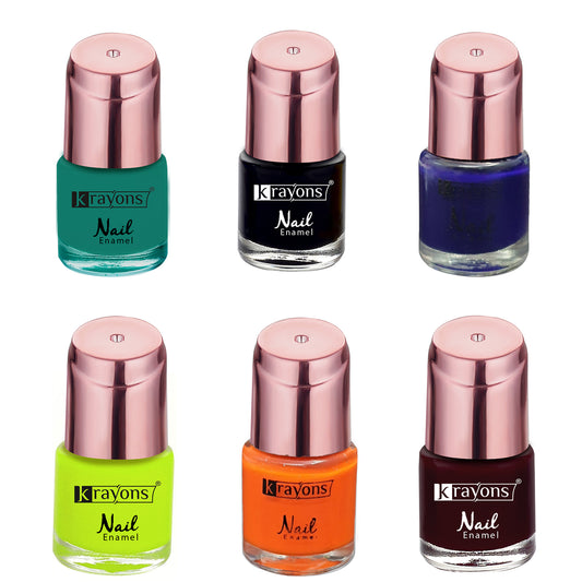 Krayons Crazy Gel Nail Enamel, Multicolor, 8ml Each, Combo (Pack of 6)