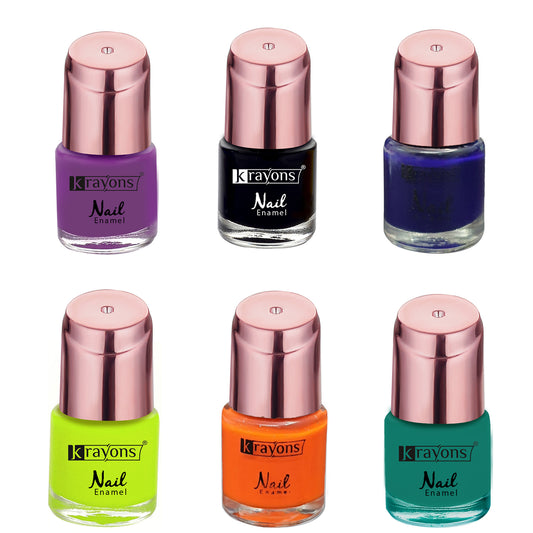 Krayons Crazy Gel Nail Enamel, Multicolor, 8ml Each, Combo (Pack of 6)