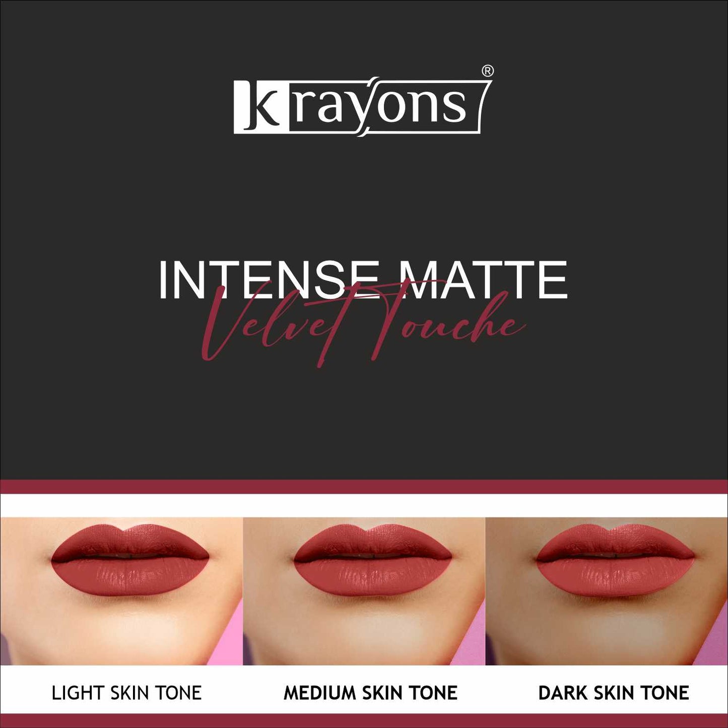 Krayons Intense Matte Lipstick, Creamy Finish, Waterproof, Longlasting, 3.5gm (Scarlet Red)
