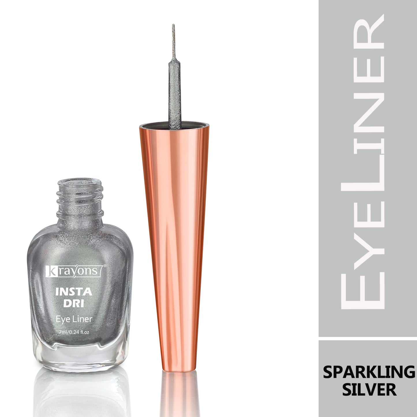 Krayons Insta Dri Sparkling Eyeliner, Waterproof, Longlasting, Silver, 7ml