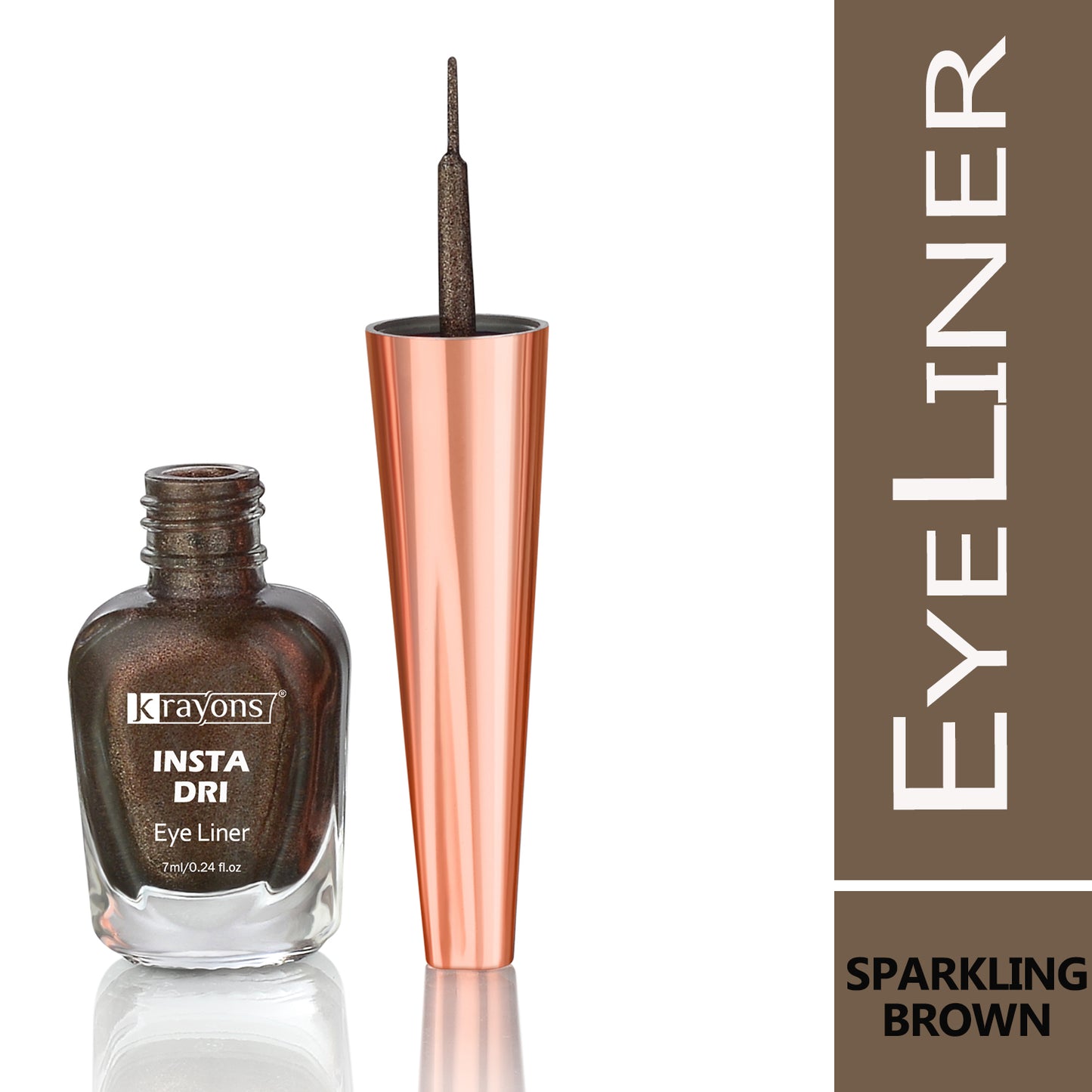 Krayons Insta Dri Sparkling Eyeliner, Waterproof, Longlasting, Brown, 7ml