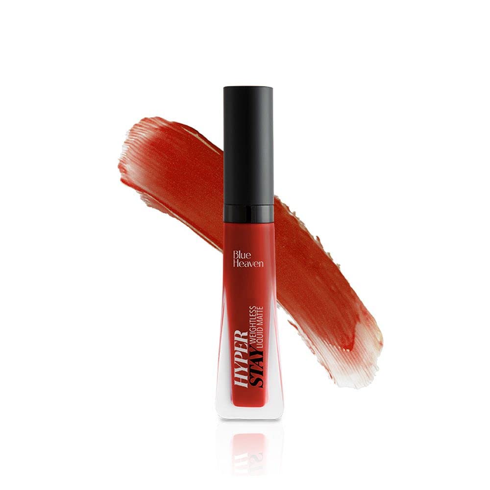Blue Heaven Hyperstay Weightless Liquid Matte Lipstick, Smudgeproof, Transfer proof, Bewitching Red, 6ml