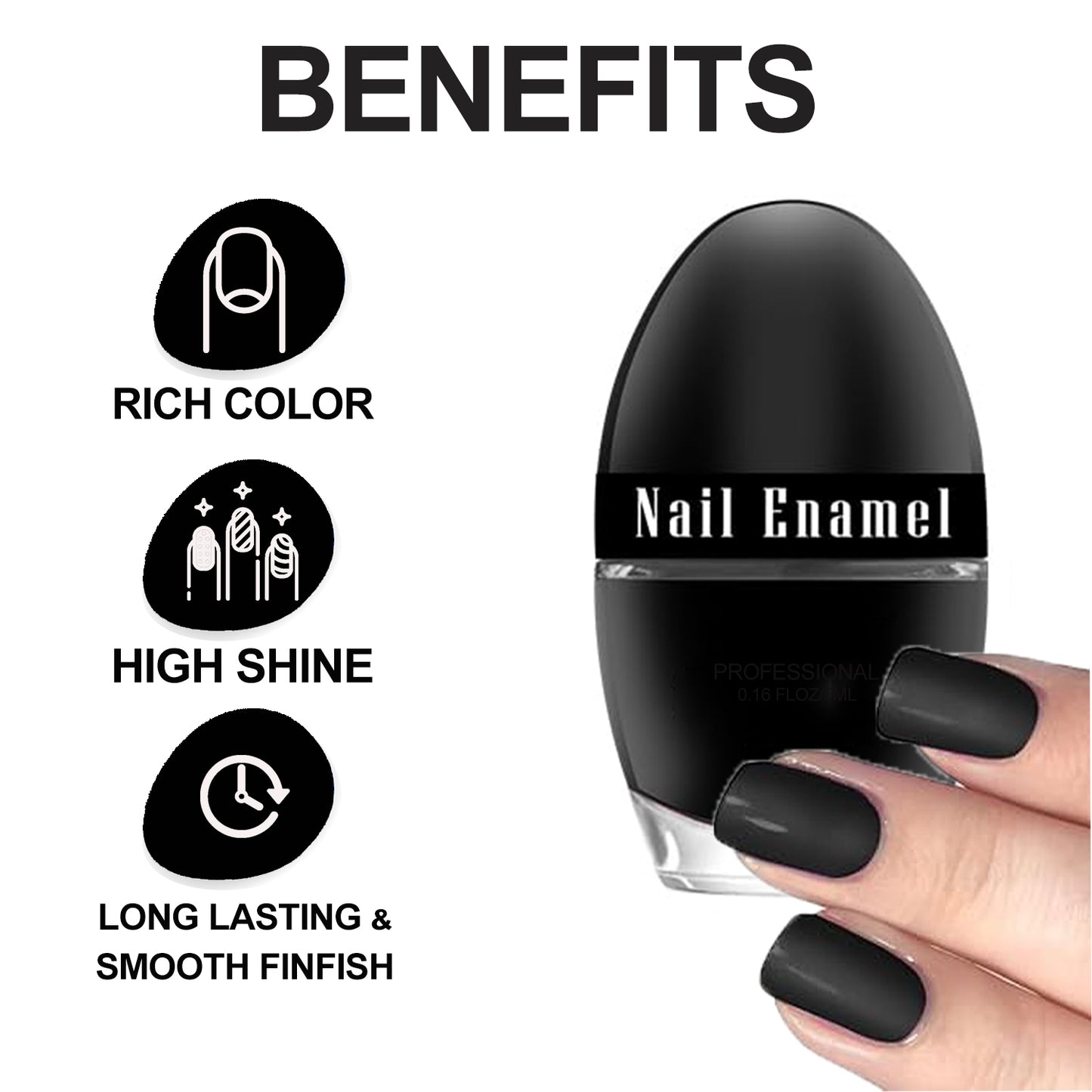 Krayons Professional Glossy Nail Paint, 5ml Each, Pack of 3 (Black Shadow, White Snow, Silver Glitter)