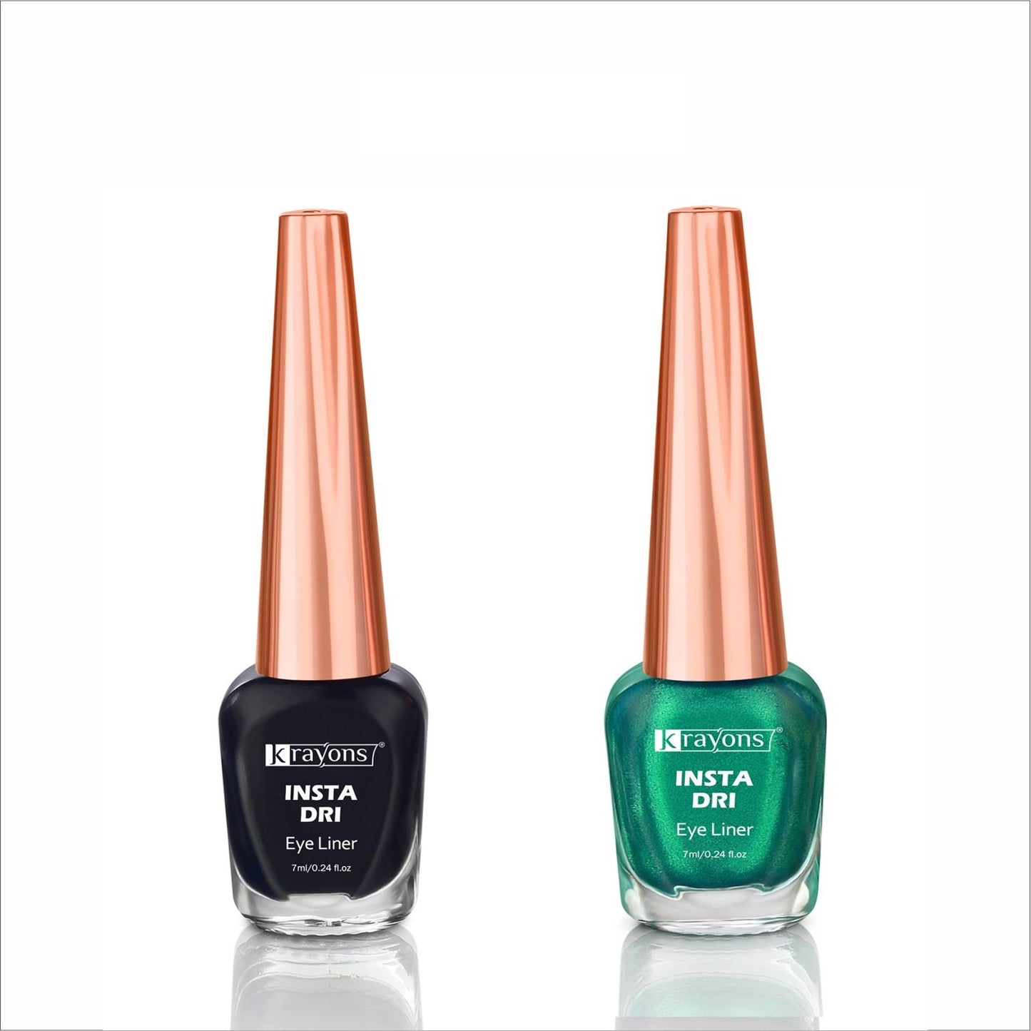 Krayons Insta Dri Sparkling Eyeliner, Black, Green, Waterproof, Longlasting, 7ml Each, Combo (Pack of 2)