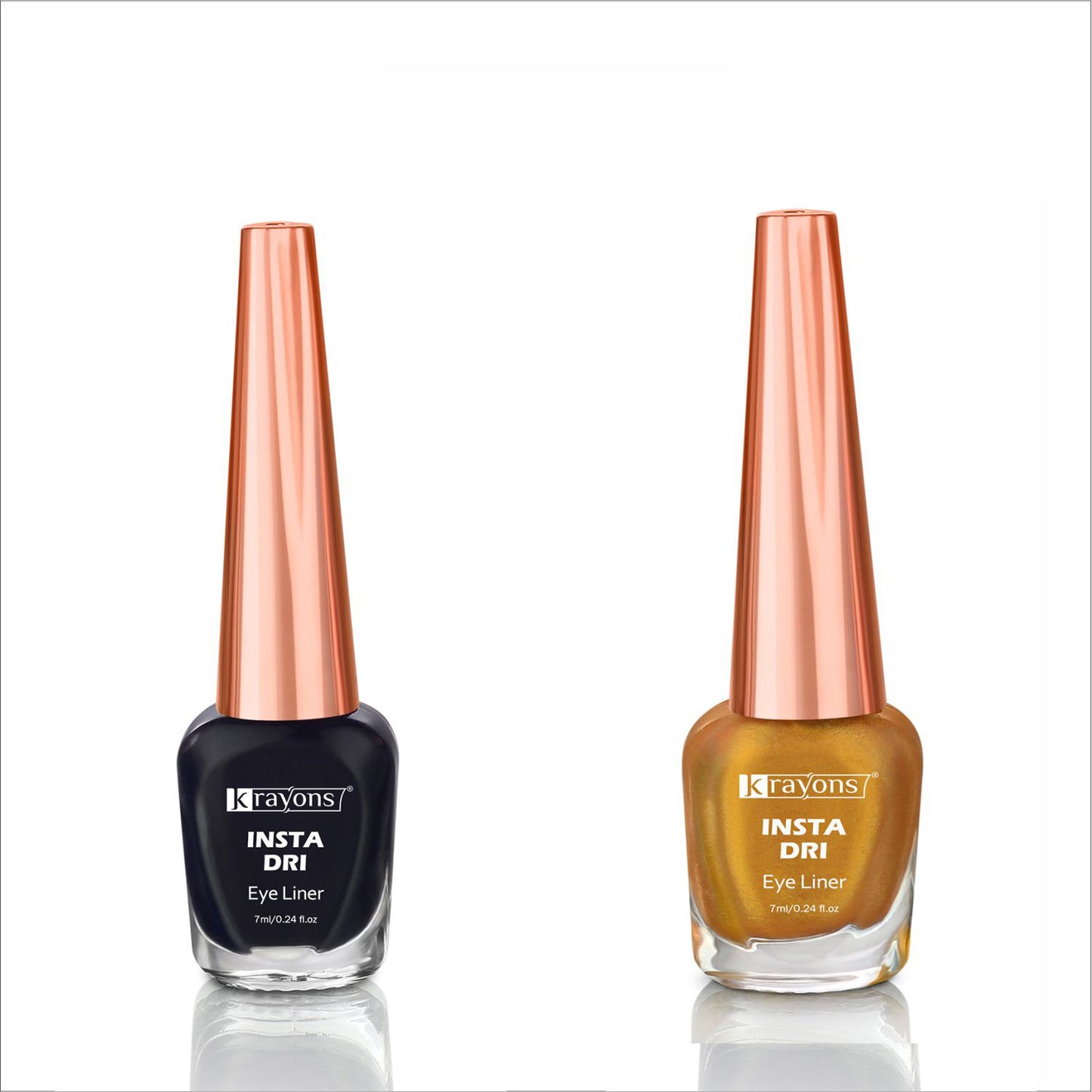 Krayons Insta Dri Sparkling Eyeliner, Black, Golden, Waterproof, Longlasting, 7ml Each, Combo (Pack of 2)