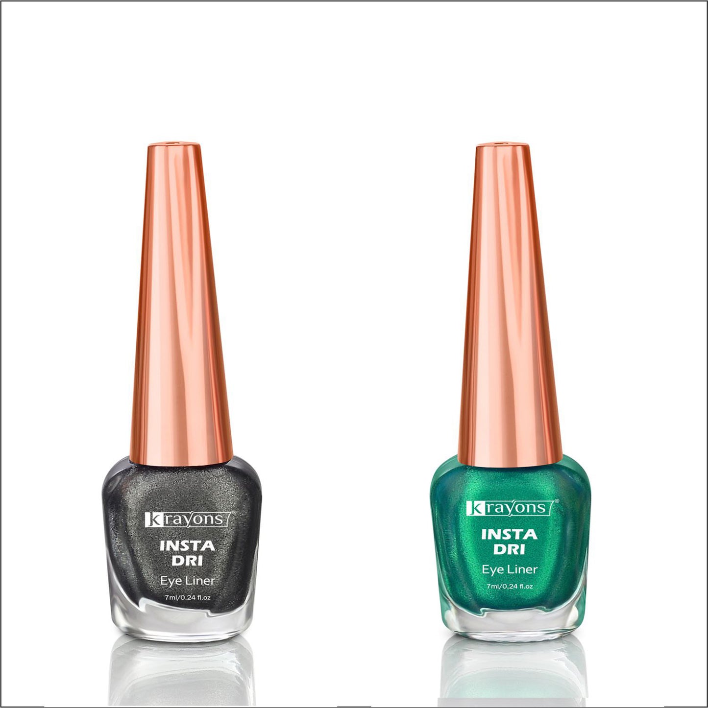 Krayons Insta Dri Sparkling Eyeliner, Grey, Green, Waterproof, Longlasting, 7ml Each, Combo (Pack of 2)