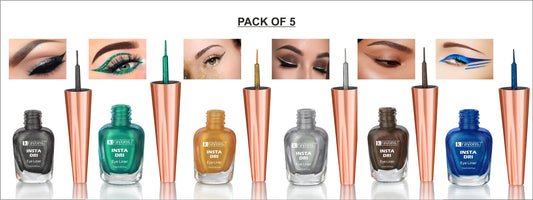 Krayons Insta Dri Sparkling Eyeliner, Waterproof, Longlasting, 7ml Each, Combo (Pack of 6)