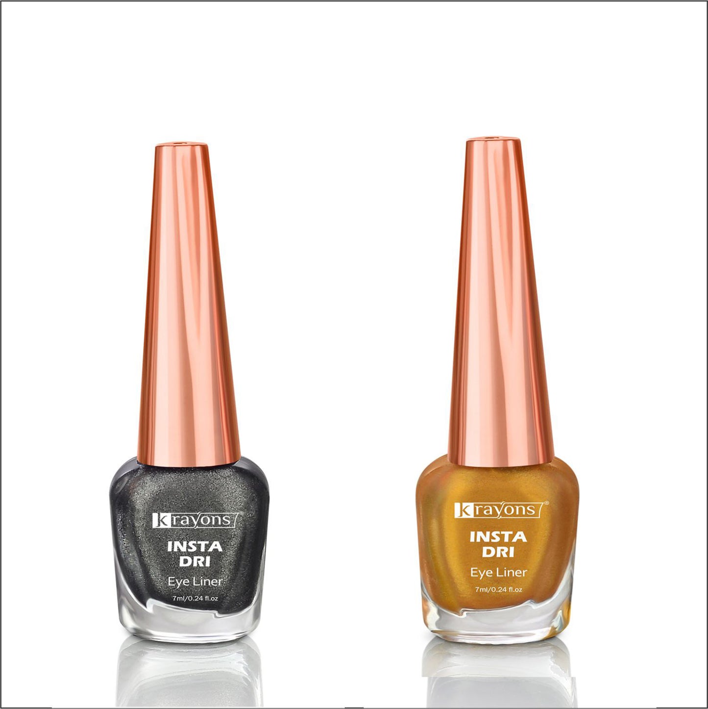 Krayons Insta Dri Sparkling Eyeliner, Grey, Golden, Waterproof, Longlasting, 7ml Each, Combo (Pack of 2)