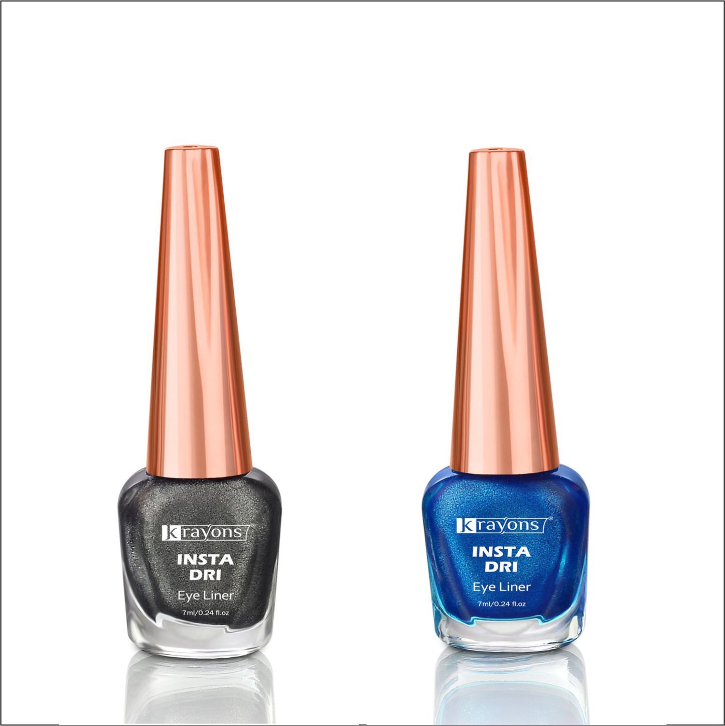 Krayons Insta Dri Sparkling Eyeliner, Grey, Blue, Waterproof, Longlasting, 7ml Each, Combo (Pack of 2)