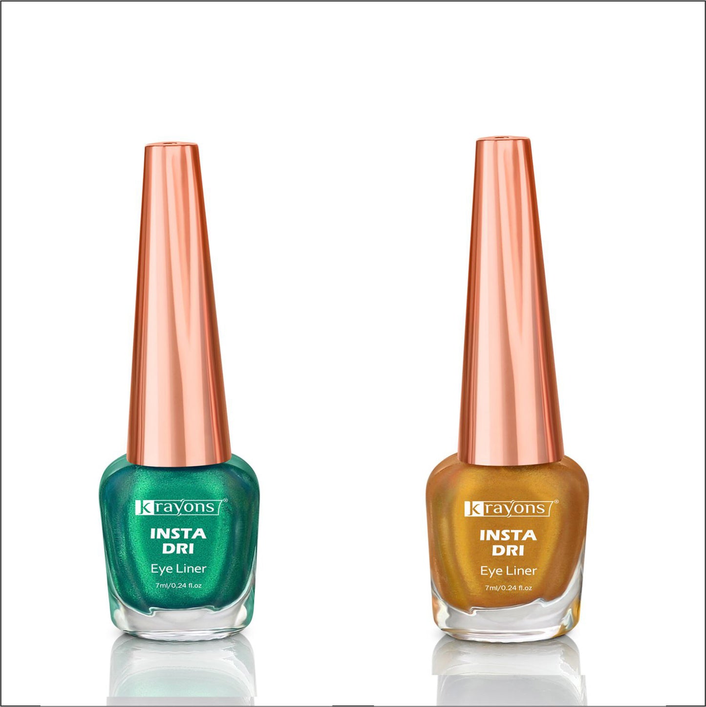 Krayons Insta Dri Sparkling Eyeliner, Green, Golden, Waterproof, Longlasting, 7ml Each, Combo (Pack of 2)