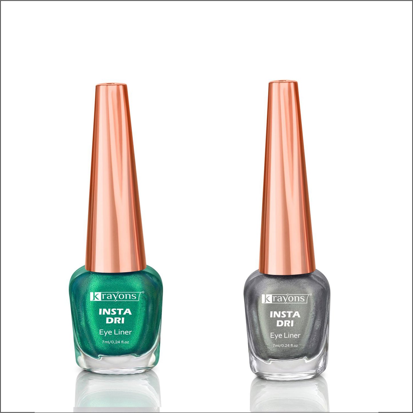 Krayons Insta Dri Sparkling Eyeliner, Green, Silver, Waterproof, Longlasting, 7ml Each, Combo (Pack of 2)