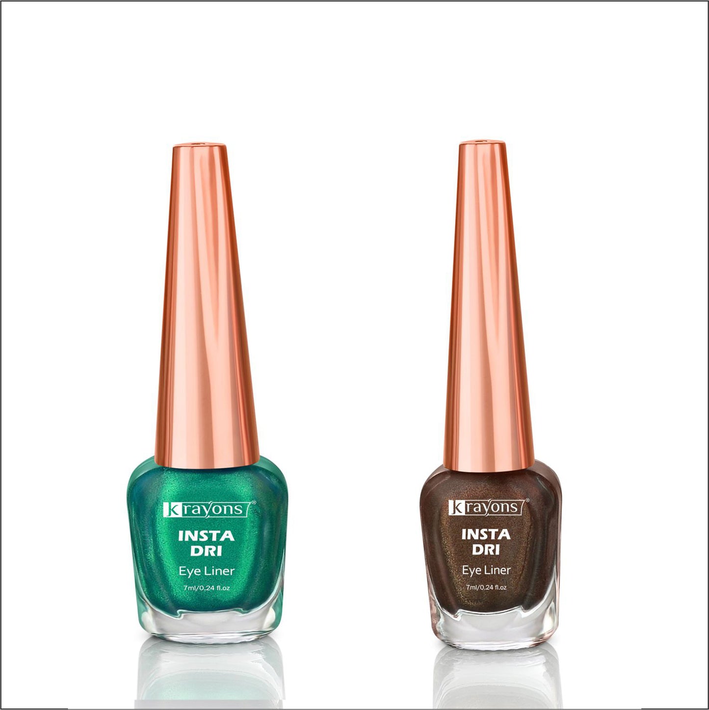 Krayons Insta Dri Sparkling Eyeliner, Green, Brown, Waterproof, Longlasting, 7ml Each, Combo (Pack of 2)