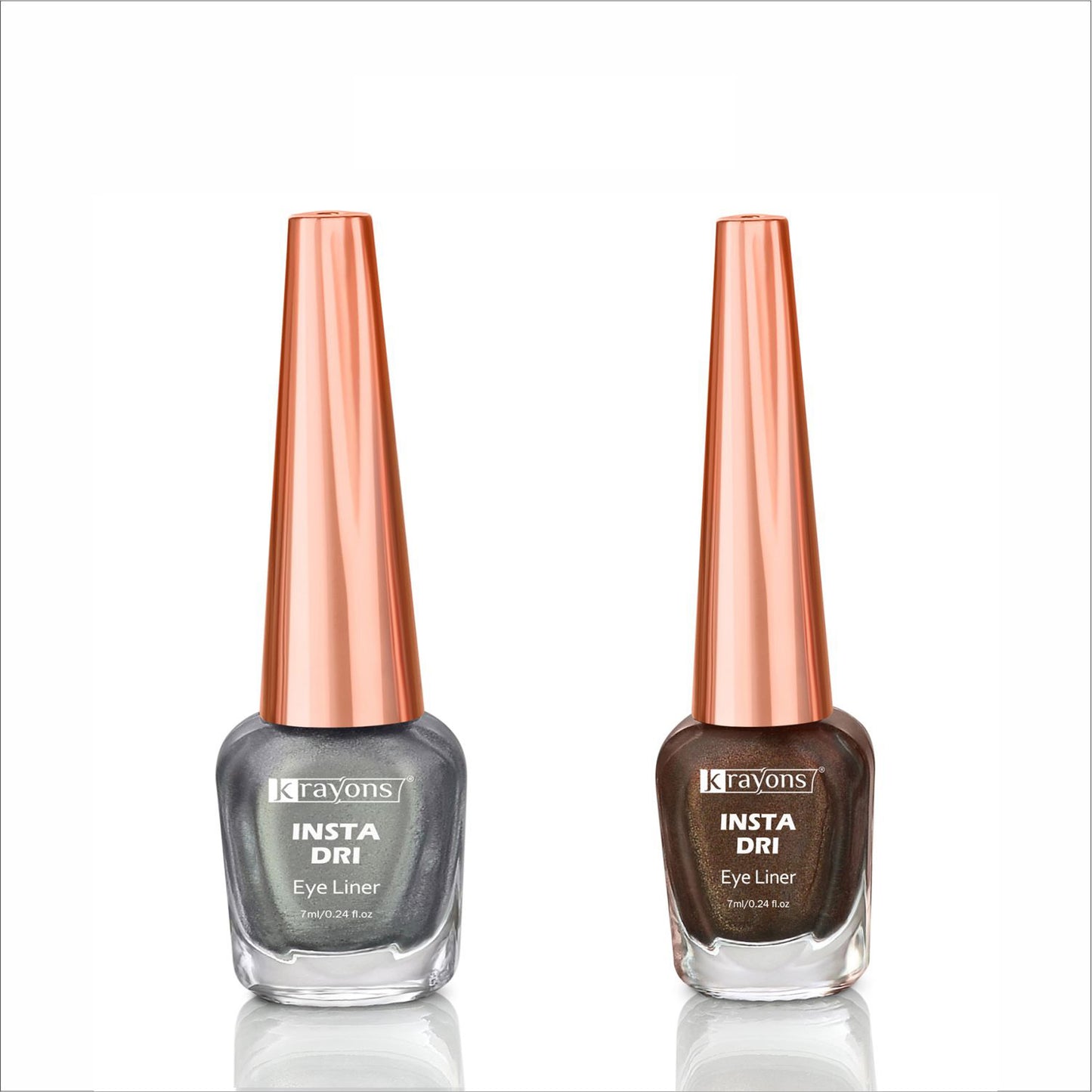 Krayons Insta Dri Sparkling Eyeliner, Silver, Brown, Waterproof, Longlasting, 7ml Each, Combo (Pack of 2)
