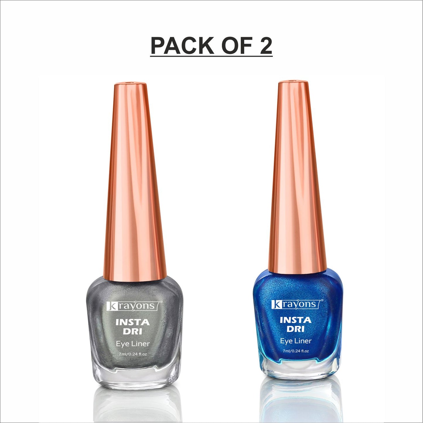 Krayons Insta Dri Sparkling Eyeliner, Silver, Blue, Waterproof, Longlasting, 7ml Each, Combo (Pack of 2)