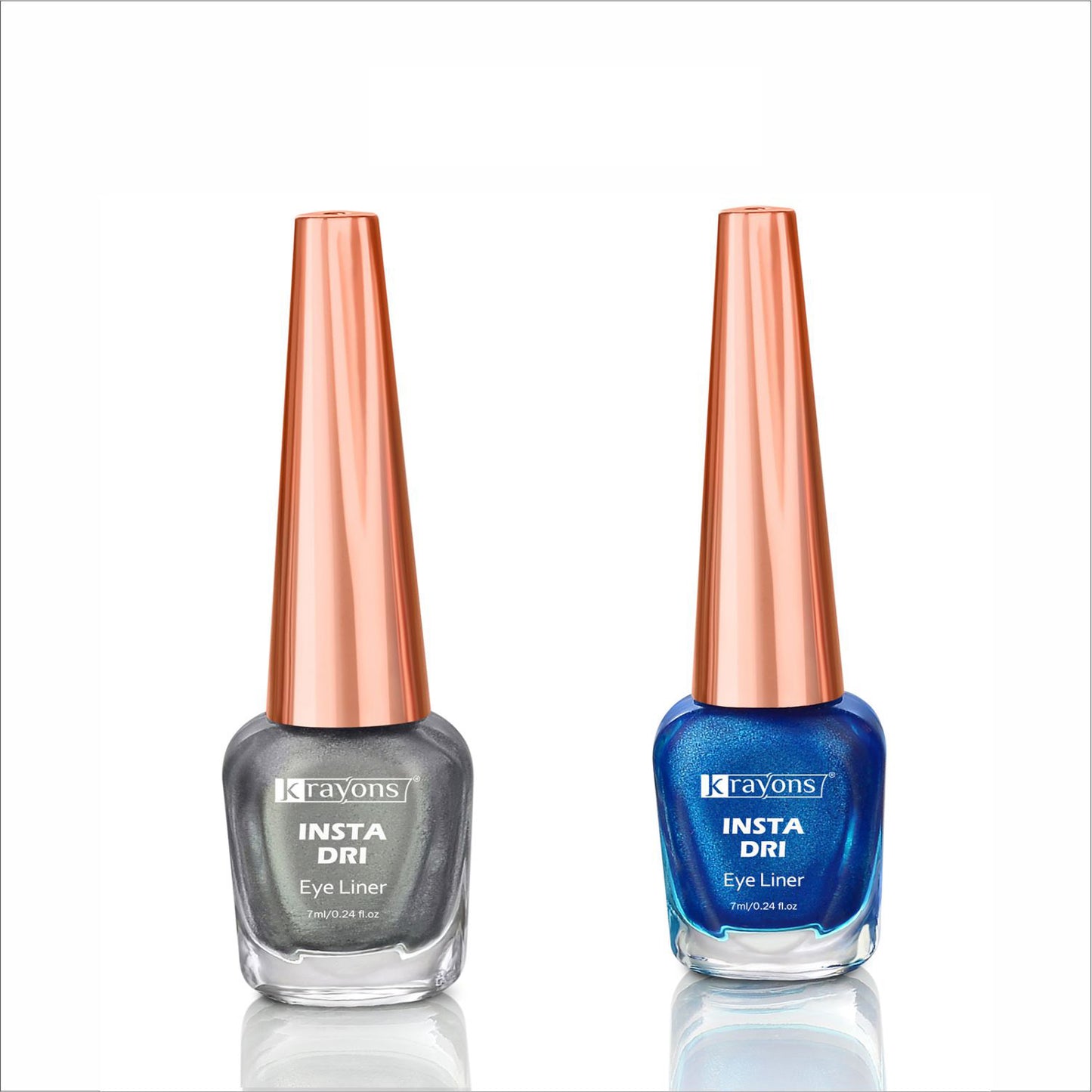 Krayons Insta Dri Sparkling Eyeliner, Silver, Blue, Waterproof, Longlasting, 7ml Each, Combo (Pack of 2)