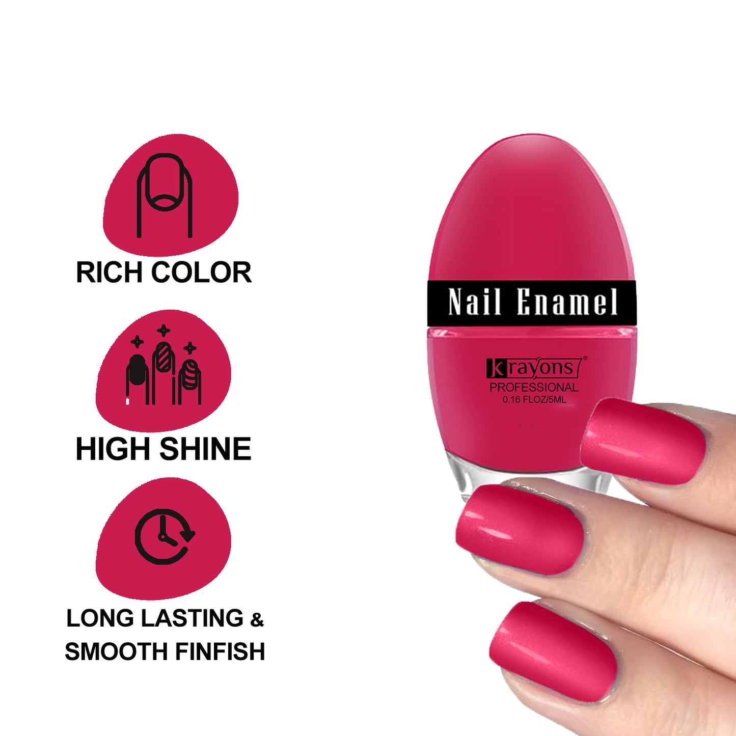 Krayons Professional Glossy Nail Paint, 5ml Each, Pack of 6 (Multicolor-11)