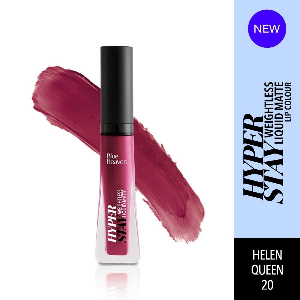 Blue Heaven Hyperstay Weightless Liquid Matte Lipstick, Smudgeproof, Transfer proof, Helen Queen, 6ml