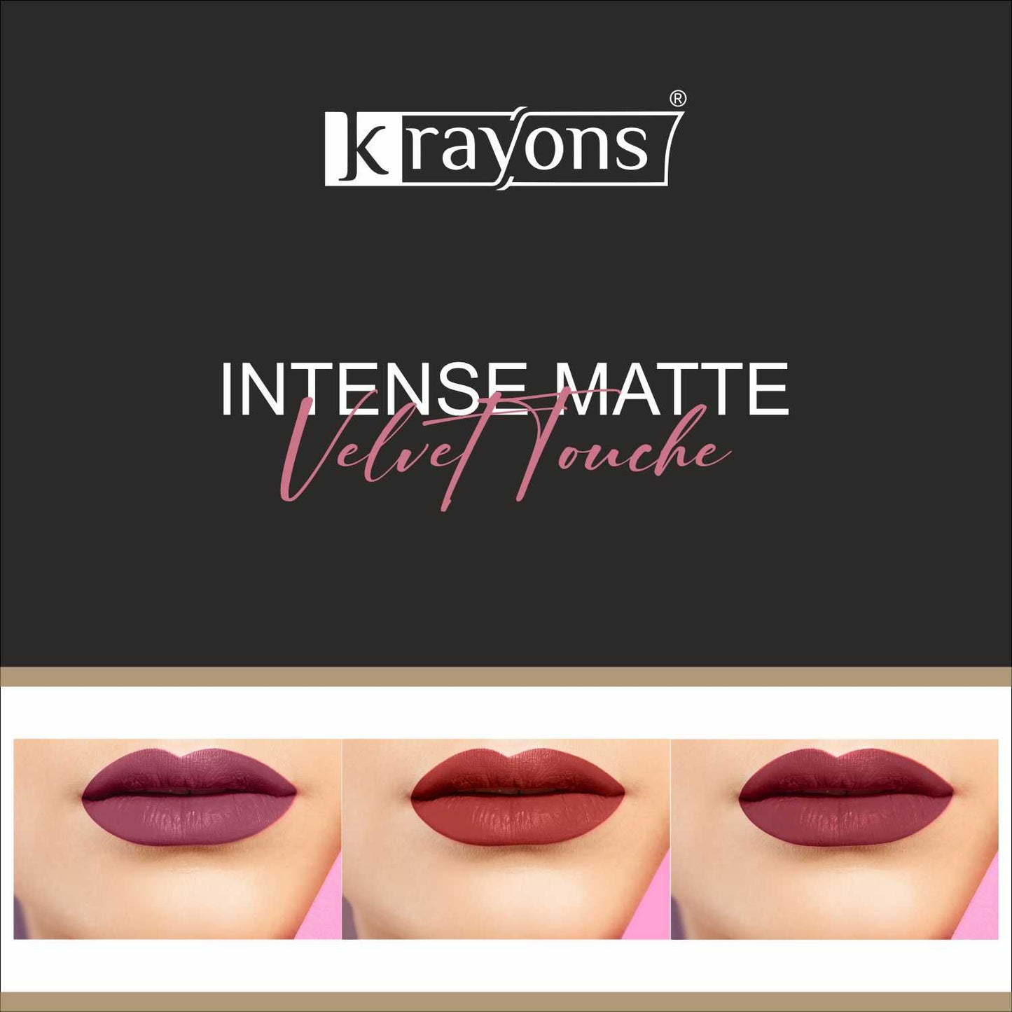 Krayons Intense Matte Lipstick, Waterproof, Longlasting, Rode Red, Scarlet Red, Cherry Maroon, 3.5gm Each (Pack of 3)