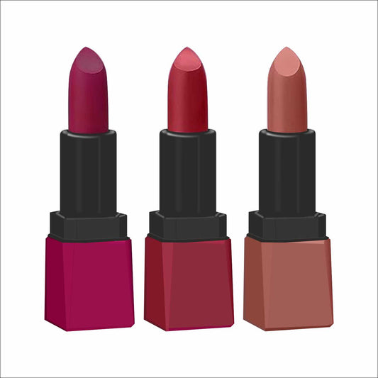 Krayons Intense Matte Lipstick, Waterproof, Longlasting, Rose Red, Scarlet Red, Nude Beige, 3.5gm Each (Pack of 3)