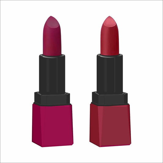 Krayons Intense Matte Lipstick, Waterproof, Longlasting, Rose Red, Scarlet Red, 3.5gm Each (Pack of 2)
