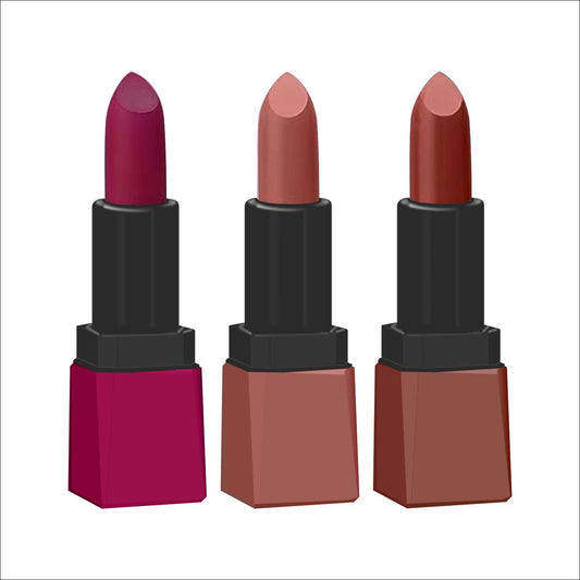Krayons Intense Matte Lipstick, Waterproof, Longlasting, Rose Red, Nude Beige, Chocolate Caramel, 3.5gm Each (Pack of 3)