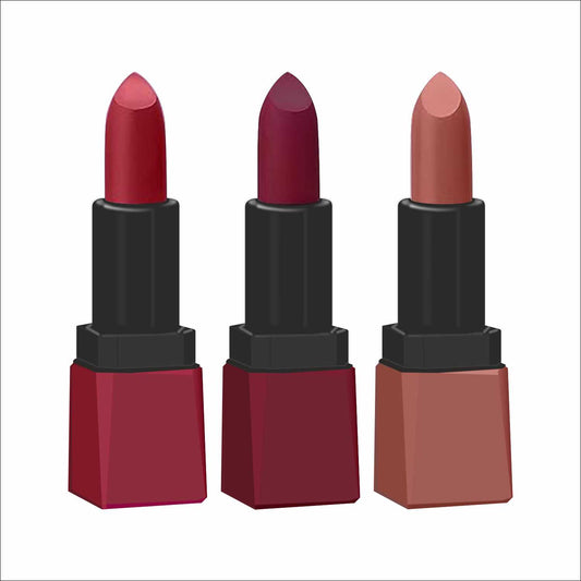 Krayons Intense Matte Lipstick, Waterproof, Longlasting, Scarlet Red, Cherry Maroon, Nude Beige, 3.5gm Each (Pack of 3)