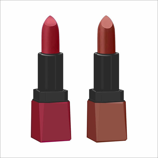 Krayons Intense Matte Lipstick, Waterproof, Longlasting, Scarlet Red, Chocolate Caramel, 3.5gm Each (Pack of 2)