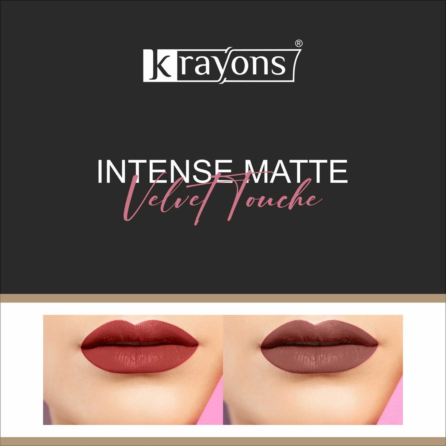 Krayons Intense Matte Lipstick, Waterproof, Longlasting, Scarlet Red, Chocolate Caramel, 3.5gm Each (Pack of 2)