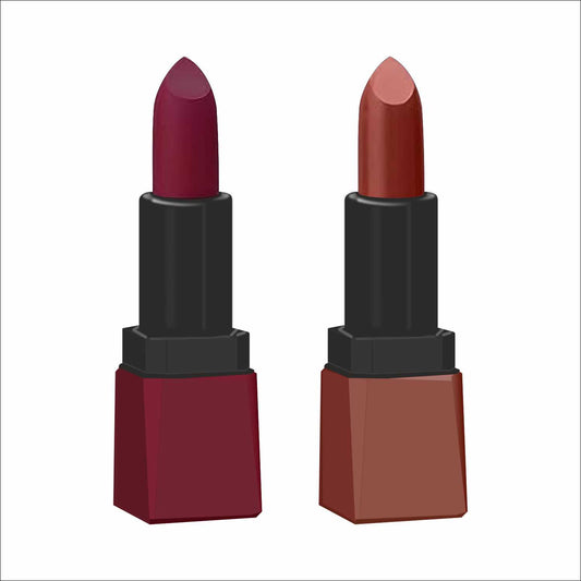 Krayons Intense Matte Lipstick, Waterproof, Longlasting, Cherry Maroon, Chocolate Caramel, 3.5gm Each (Pack of 2)