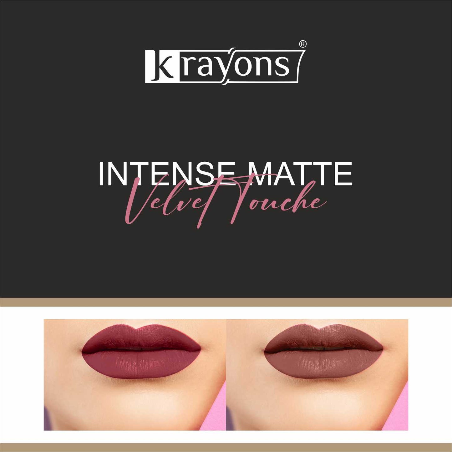 Krayons Intense Matte Lipstick, Waterproof, Longlasting, Cherry Maroon, Chocolate Caramel, 3.5gm Each (Pack of 2)