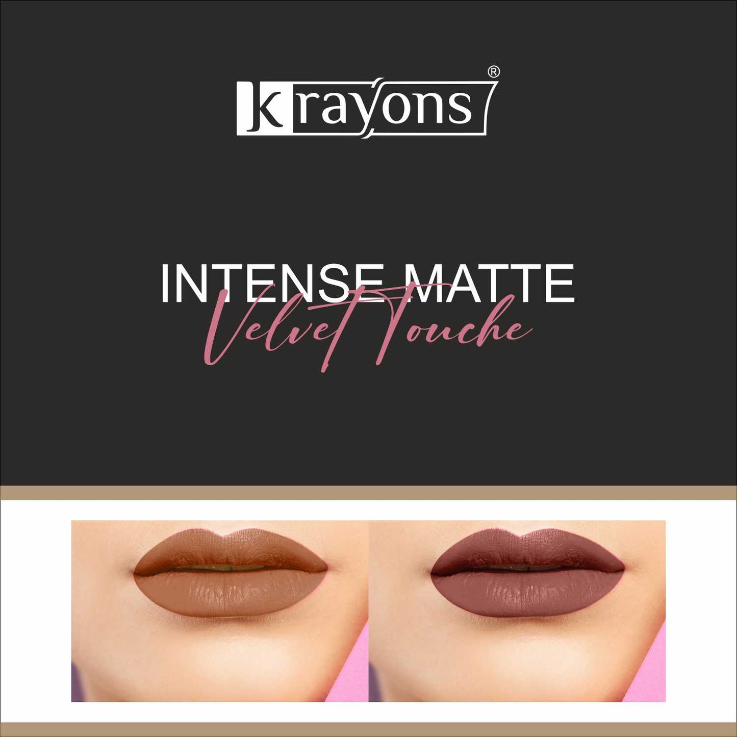 Krayons Intense Matte Lipstick, Waterproof, Longlasting, Nude Beige, Chocolate Caramel, 3.5gm Each (Pack of 2)