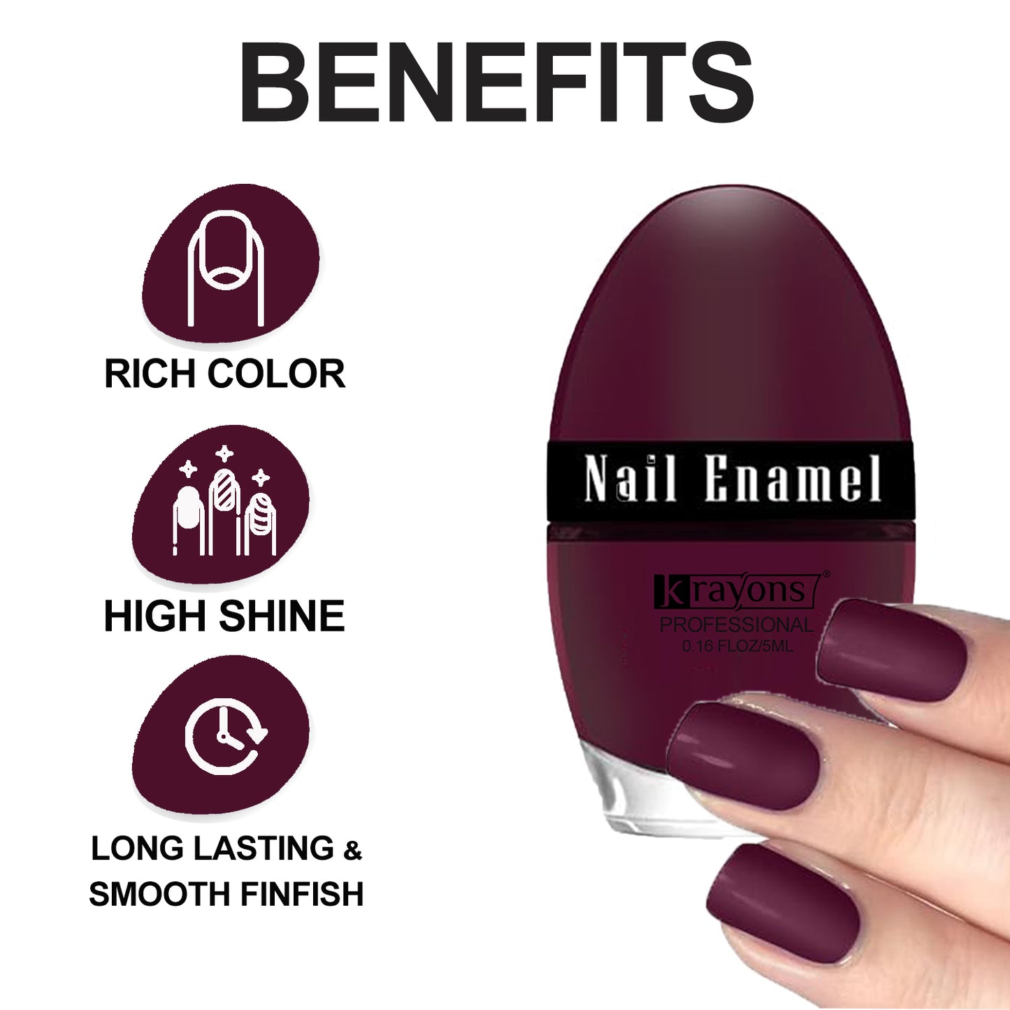 Krayons Professional Glossy Nail Paint, 5ml Each, Pack of 6 (Multicolor-11)