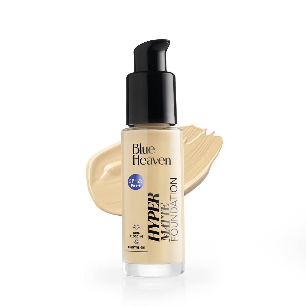 Blue Heaven Hyper Matte Liquid Foundation, Waterproof, Hydrating, Natural, 30ml