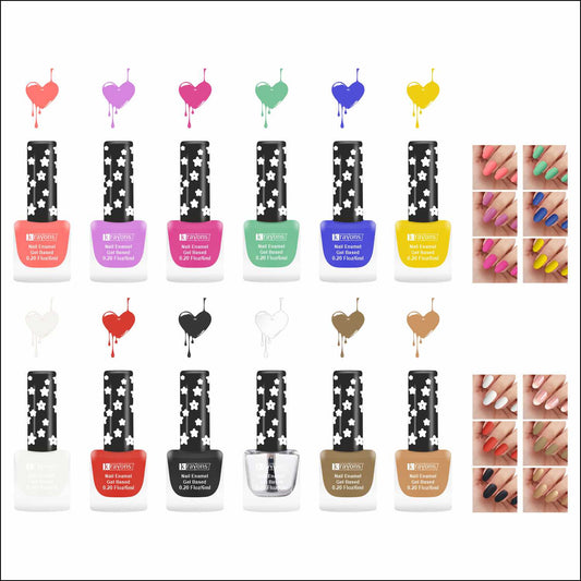 Krayons Cute Super Matte Finish Nail Enamel, Quick Dry, LongLasting, Multicolor, 6ml Each (Pack of 12)