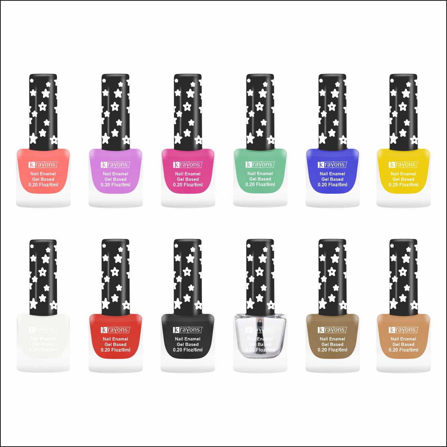Krayons Cute Super Matte Finish Nail Enamel, Quick Dry, LongLasting, Multicolor, 6ml Each (Pack of 12)