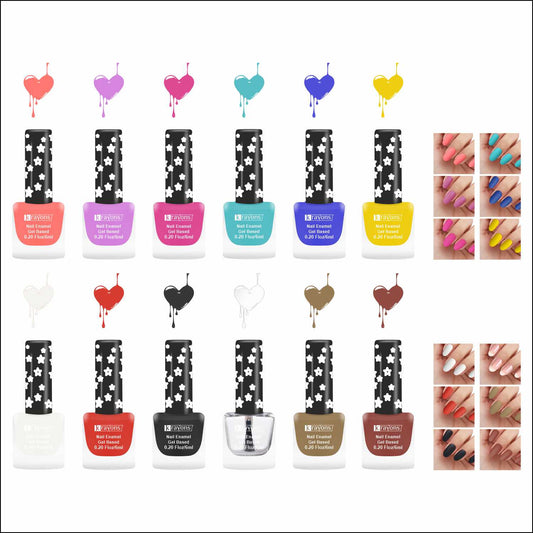 Krayons Cute Super Matte Finish Nail Enamel, Quick Dry, LongLasting, Multicolor, 6ml Each (Pack of 12)