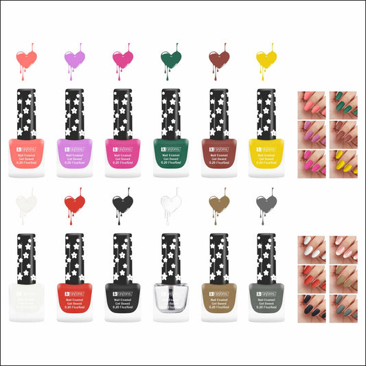 Krayons Cute Super Matte Finish Nail Enamel, Quick Dry, LongLasting, Multicolor, 6ml Each (Pack of 12)