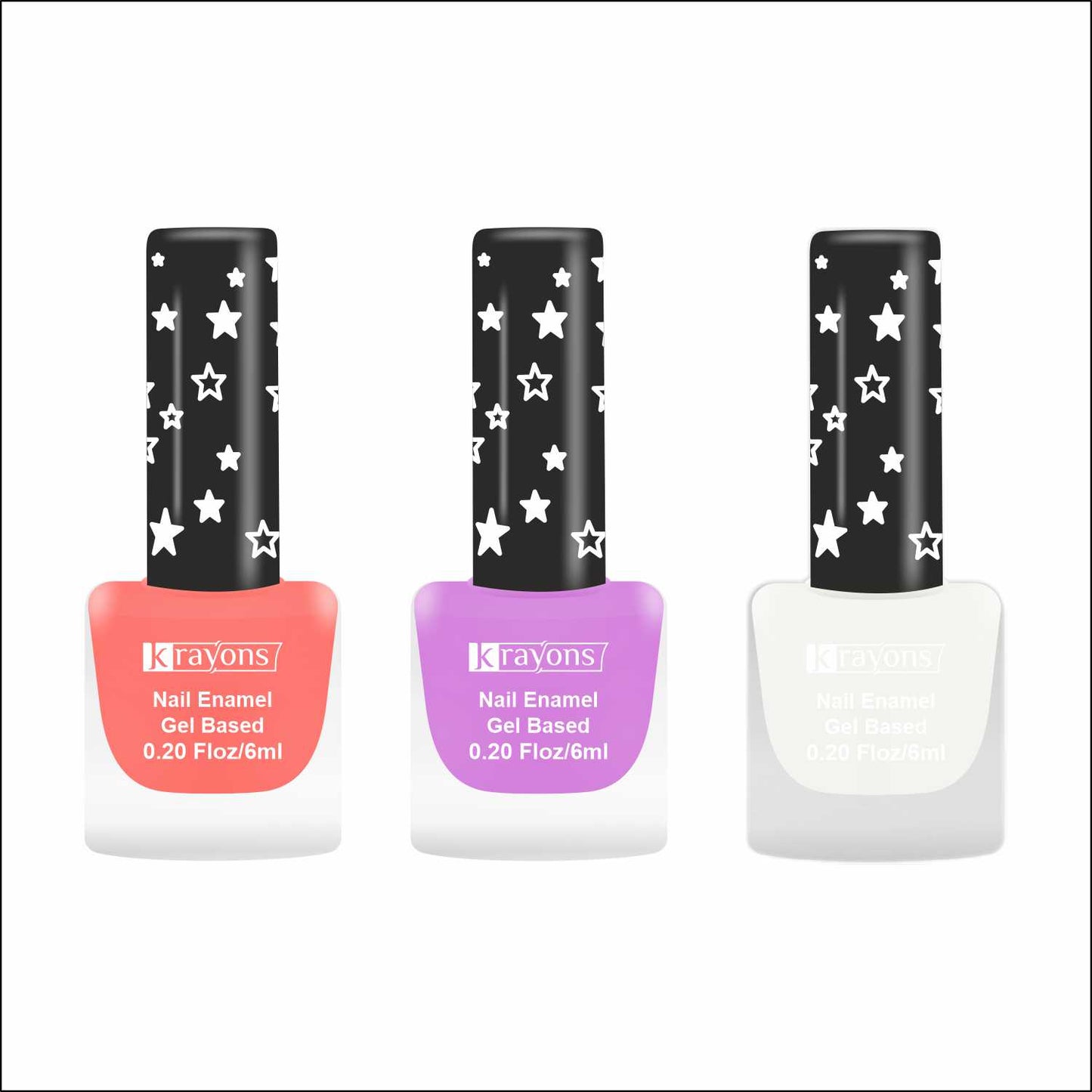 Krayons Cute Super Matte Finish Nail Enamel, Quick Dry, LongLasting, Blossom Peach, Plum Matte, Snow White, 6ml Each (Pack of 3)