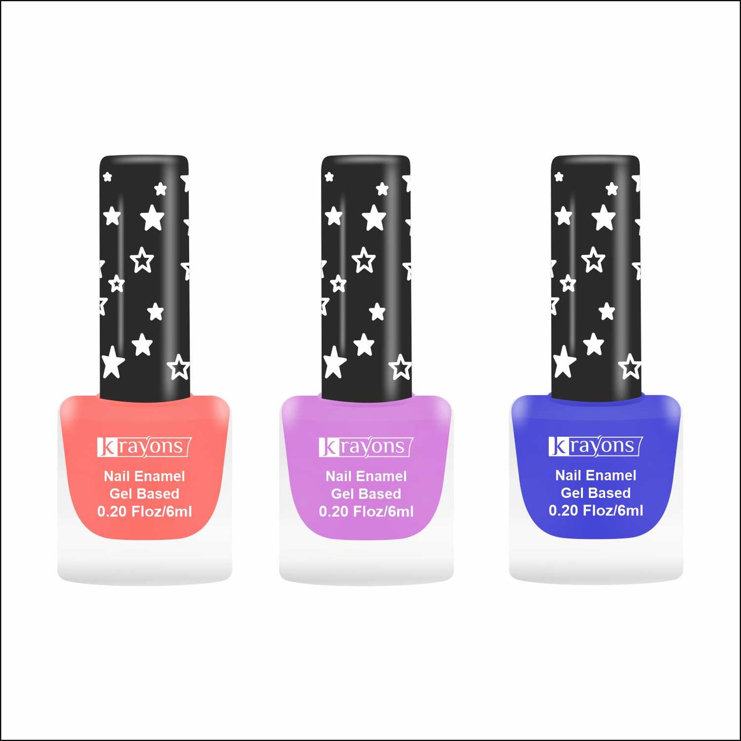 Krayons Cute Super Matte Finish Nail Enamel, Quick Dry, LongLasting, Blossom Peach, Plum Matte, Blue Ink, 6ml Each (Pack of 3)