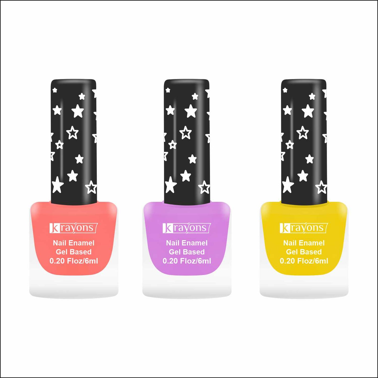 Krayons Cute Super Matte Finish Nail Enamel, Quick Dry, LongLasting, Blossom Peach, Plum Matte, Lemon Yellow, 6ml Each (Pack of 3)