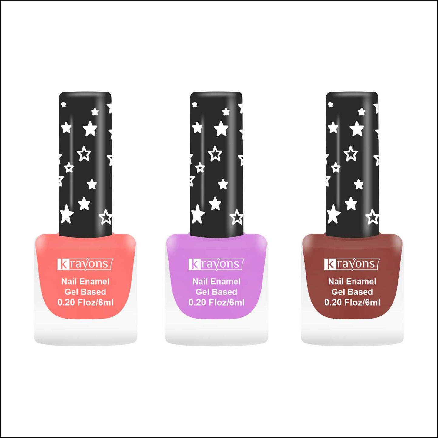 Krayons Cute Super Matte Finish Nail Enamel, Quick Dry, LongLasting, Blossom Peach, Plum Matte, Chestnut Matte, 6ml Each (Pack of 3)