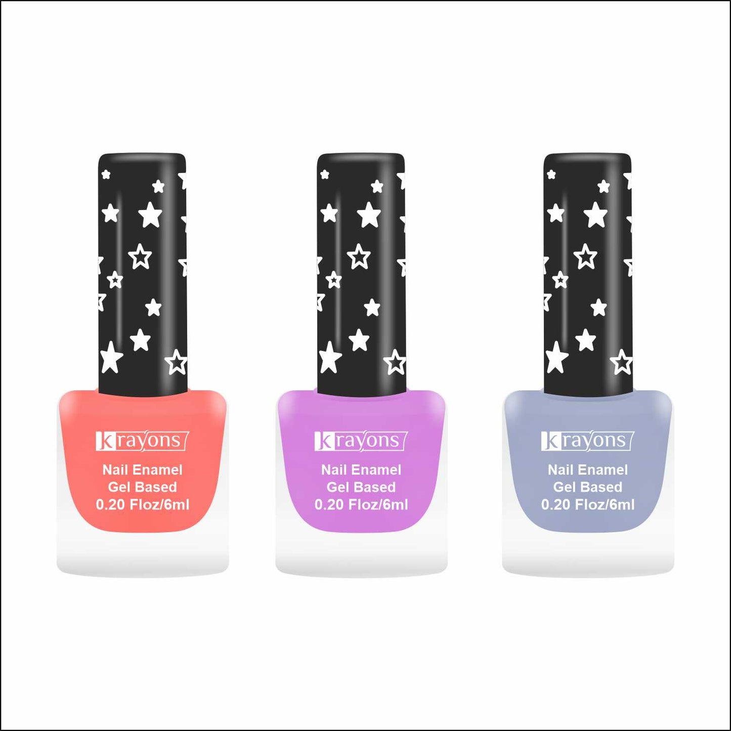 Krayons Cute Super Matte Finish Nail Enamel, Quick Dry, LongLasting, Blossom Peach, Plum Matte, Ice Matte, 6ml Each (Pack of 3)