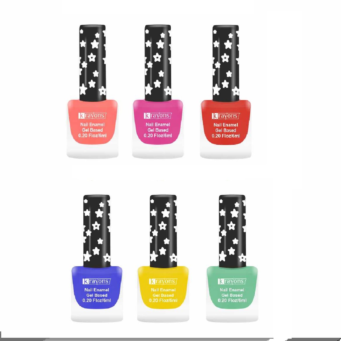 Krayons Cute Super Matte Finish Nail Enamel, Quick Dry, LongLasting, Multicolor, 6ml Each (Pack of 6)