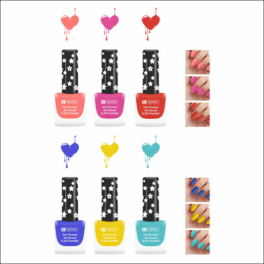 Krayons Cute Super Matte Finish Nail Enamel, Quick Dry, LongLasting, Multicolor, 6ml Each (Pack of 6)